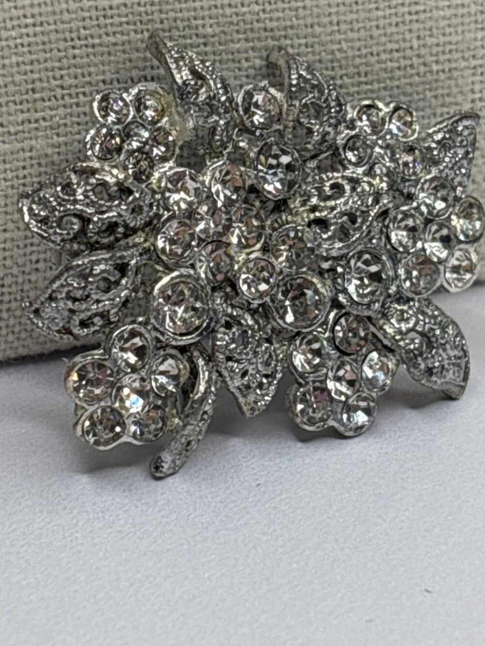 Sparkly Weiss-Style Brooch | Rhinestones, Silvertone